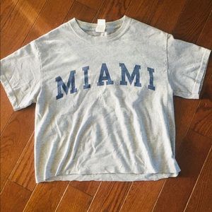 Cute Crop Grey and Blue MIAMI T-Shirt